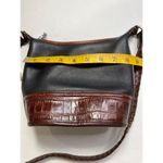 Brighton  2-Tone Croc Bucket Crossbody Bag Soft Leather Zipper Pockets 8.5" x 7" Photo 7