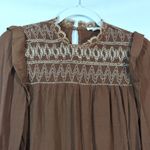 Blu Pepper Brown Boho Embroidered Bishop Sleeve Top Size S Photo 3