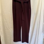 EXPRESS  Medium Jumpsuit Full Length Burgundy Short Sleeve‎ Pockets Bow Tie Front Photo 2