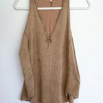 Liberty Garden Tan Faux Suede Whipstitch Sleeveless Blouse Size M Photo 1