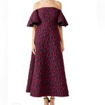 Jill Stuart Jill  Jacquard Floral Jacquard Off Shoulder Dress Red Violet Photo 1