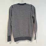 Loft  Scalloped Henley Striped Sweater‎ Women's Small Gray Preppy Classic Career Photo 5