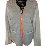 CURIO KNIT GREY ZIP UP HOODIE CARDIGAN‎ ORANGE PIPING MEDIUM Size undefined Photo 0