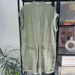 Magaschoni Sage Green 100% Linen Short Sleeves Romper Women’s Size 8 Photo 2