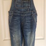 Free People Milo Washed Denim Overalls Dark Wash Distressed 5 Pocket Sz 26 Photo 8