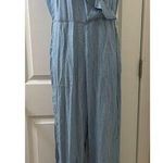 Guess Womens Light Blue Tie Surplice Back Sleeveless Wide Leg Jumpsuit MEDIUM Photo 0