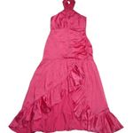 Cinq à Sept NWT Cinq a Sept Arianna in Pink Candy Silk Satin Halter Ruffle Dress 8 $595 Photo 1