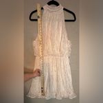 AQUA Halter Belted Mini Dress Ruffle Neck Sleeveless Lined Pink Gold XL NWT Photo 4