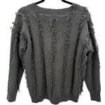 Women's Charcoal Green Boho Grunge Fringe Detail Wool Blend Sweater Size Large Gray Photo 1