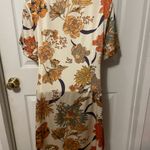Blush BJ Elegant Floral Midi Dress in Cream and Orange Photo 1