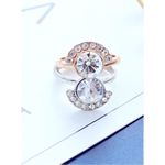 Boutique NEW 2Ct‎ Rhodium 925 Silver Half Moon Silver Simulated Diamond Ring, Size 8 Photo 9