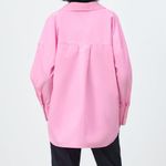 ZARA  cute bubblegum pink oversized poplin button down shirt Photo 5