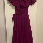 TRENDYOL MİLLA Plum Carmen Collar Midi Dress Off the Shoulder Ruffle Size 40/L Size L Photo 8