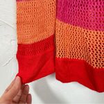 525 America 525 American Orange Pink Red Striped Open Knit Pullover Sweater Womens XL Boho Photo 3