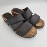 Bongo Women Size 6 Blue Leather Wooden Platform Sandals Chunky Clogs Retro Y2K Photo 1