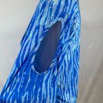 Coral Bay  blue pleated jacquard print cold shoulder top size large Photo 3