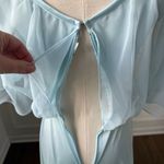 Vintage 70s Baby Blue Pearl Caplet Formal Dress Gown XS Photo 9