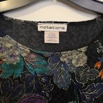 Notations  Sparkle Stretch Shirt Blouse Floral Print Quarter Length Sleeve Size S Photo 1