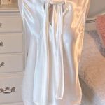 Nine West White Silky Tie Sash Blouse Sleeveless Photo 2