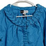 Chloe Blue Blazer with Ruffled Neckline and Casual Fit Size M Photo 1