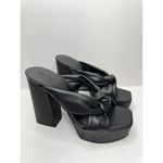 Open Edit  Platform Sandals Size 9.5 Black Square Open Toe Knotted Heels Photo 2