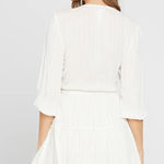 L*Space Stay Golden Dress White Long Sleeve Front Keyhole Gold Stripes Small Photo 0