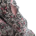 Mikael Aghal Pleated Printed Black Long Sleeve Crepe de Chine Maxi Dress Size 6 Photo 5