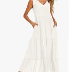 Amazon NWT Halife White Flowy Tiered Maxi Dress Sz S Photo 6
