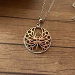 Butterly Rose Gold Sterling Silver Necklace Silver Photo 3