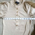 J.Crew New Vintage Rib Puff Sleeve Henley Top in Light Khaki Natural Size XXS Photo 7