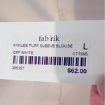 TCEC  Fab'rik Kynlee‎ Cropped Puff Sleeve Blouse Women's Large Cream Smocked NWT Photo 6