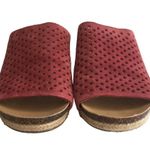 Lucky Brand Sandals Womens 6 Leather Jemya Wedge Jute Perforated Slip On Pink Photo 6