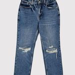 Good American  Women Jeans Blue 90s Ripped Slim Fit Straight Denim High Rise 6/28 Photo 1