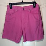 H&M DIVIDED Hot Pink Jean Shorts Womens 6 High Waist Raw Hem Denim Cotton Photo 0