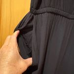 Loft  Jumpsuit Womens S Black Sleeveless Ruffle Neck Wide Leg Pockets Lightweight Photo 3