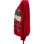 Vintage 90s Varsity Ugly Christmas Sweatshirt Santa Snowman Reindeer Unisex Larg Red Size L Photo 6