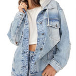 Free People We the Free Flawless distressed oversized denim jacket Photo 0