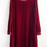 Eileen Fisher Dress Deep Cranberry Silk Blend Velvet Long-Sleeve Dress Sz XS NWT Photo 5
