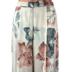L'ATISTE White Multicolor Floral Wide Leg High Waist Trousers Coverup Pants S Photo 3