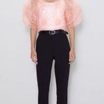 ZARA  Pink Tulle Puff Sleeve Sheer Top medium Photo 2