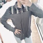 Urban Outfitters UO staring at stars gray button down top Photo 3