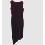 Hillard & Hanson Vtg. Maxi Dress 10 Burgundy Velour Asymmetrical Preppy Classic Photo 3