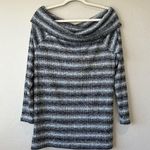 Off Shoulder Ribbed Long Sleeve Top L y2k tunic twee faded stripe sweater grunge Gray Size L Photo 0