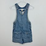Madewell  Scoopneck Denim Shortalls Chambray Blue XXS Button Front Patch Pockets Photo 5