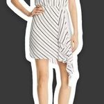 AQUA BLOOMINGDALE’S L White Gray Striped Sleeveless Party Dress Photo 1