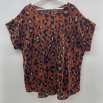 Cato Plus 2X 18W/20W Blouse Short Sleeve Leopard Animal Print Short Cuff Sleeve Photo 1