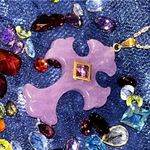 14K Gold Lavender Jade & Amethyst Cross Pendant Necklace Photo 8