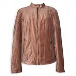 Westport 1962  Womens L‎ Pink Velvet Moto Jacket Full Zip Quilted Shoulder Photo 2