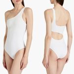 ONIA Sienna One Shoulder Cutout Ribbed Swimsuit White Photo 1