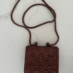 Anthropologie Vintage Woven Leather Small Square Crossbody Bag in Brown Photo 1